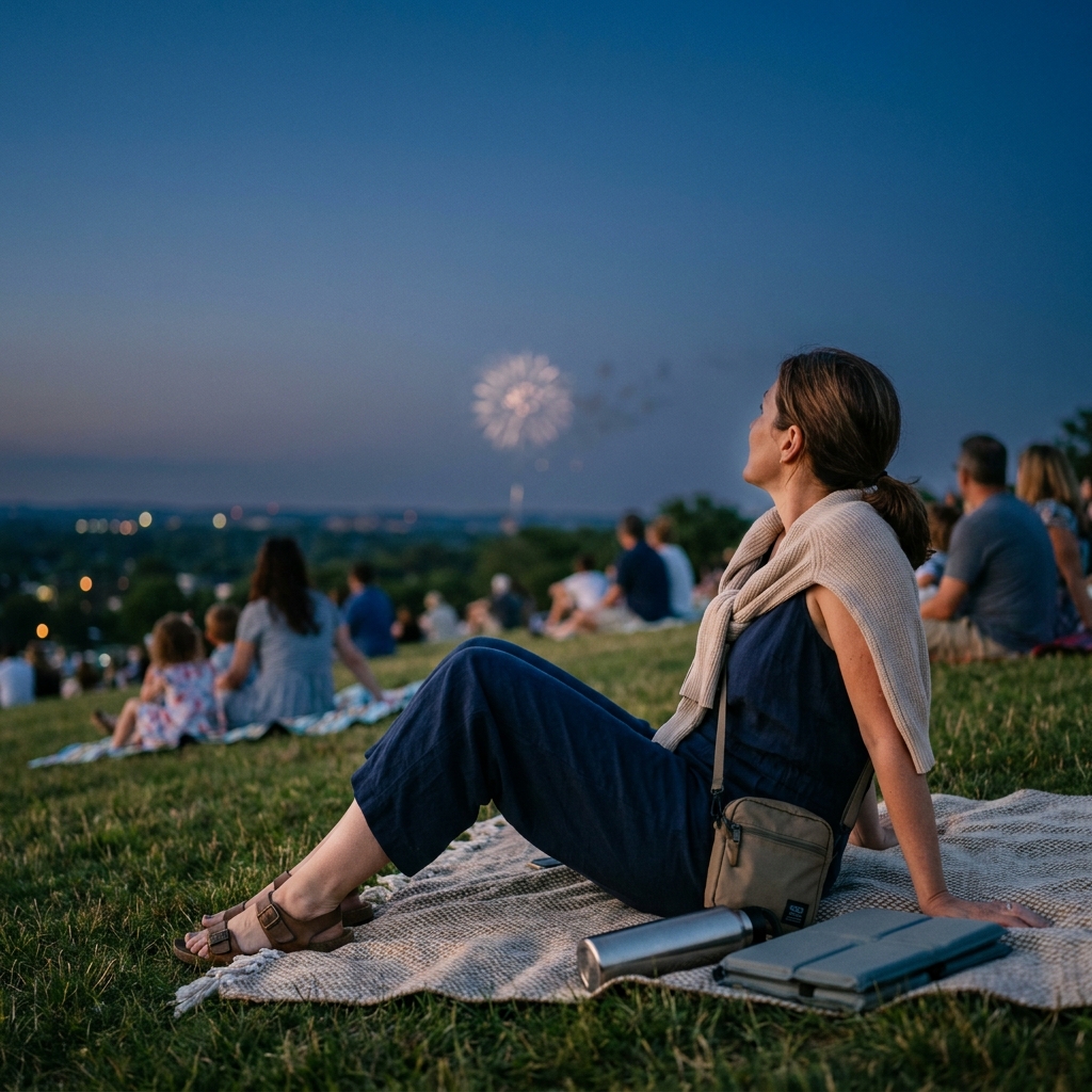 What to wear to fireworks (comfortable outfits for a long night outside)