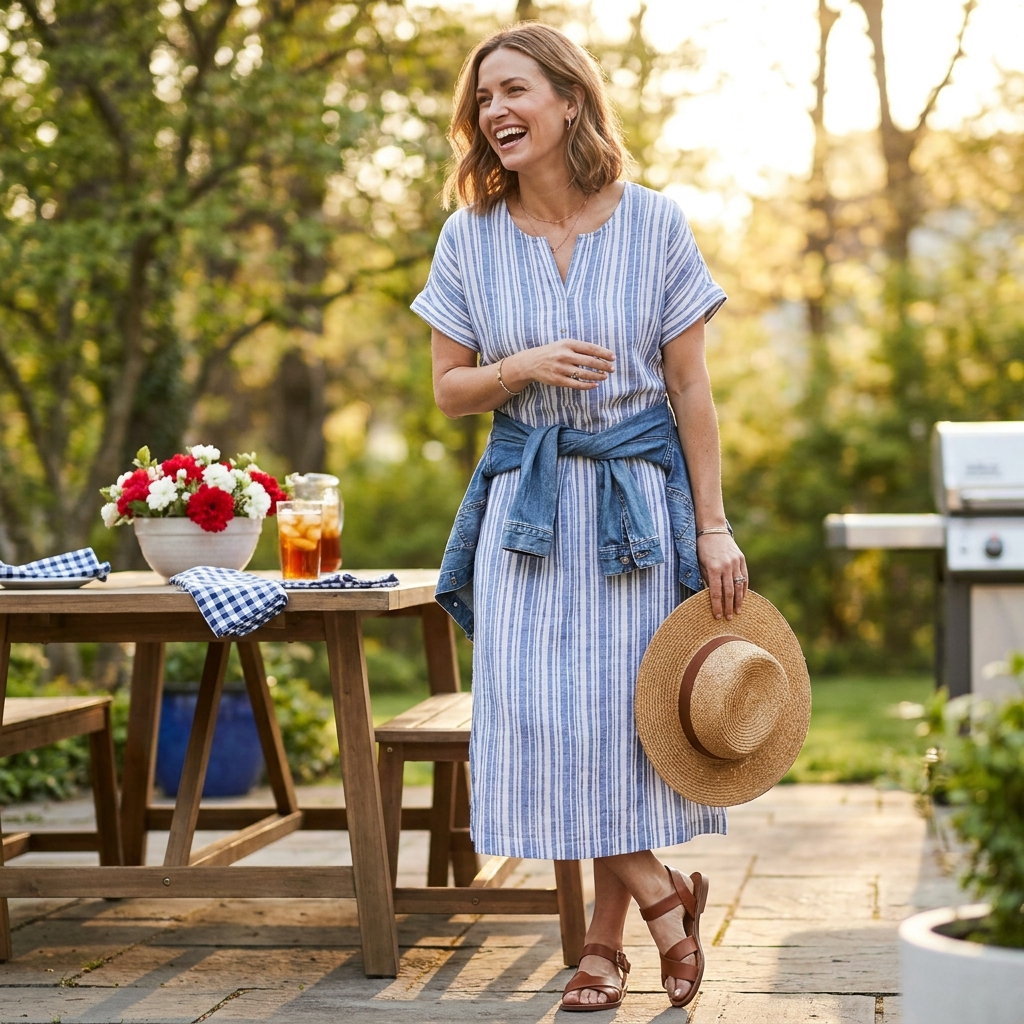 What to wear to a Fourth of July BBQ (outfits that handle heat, cooking, and photos)