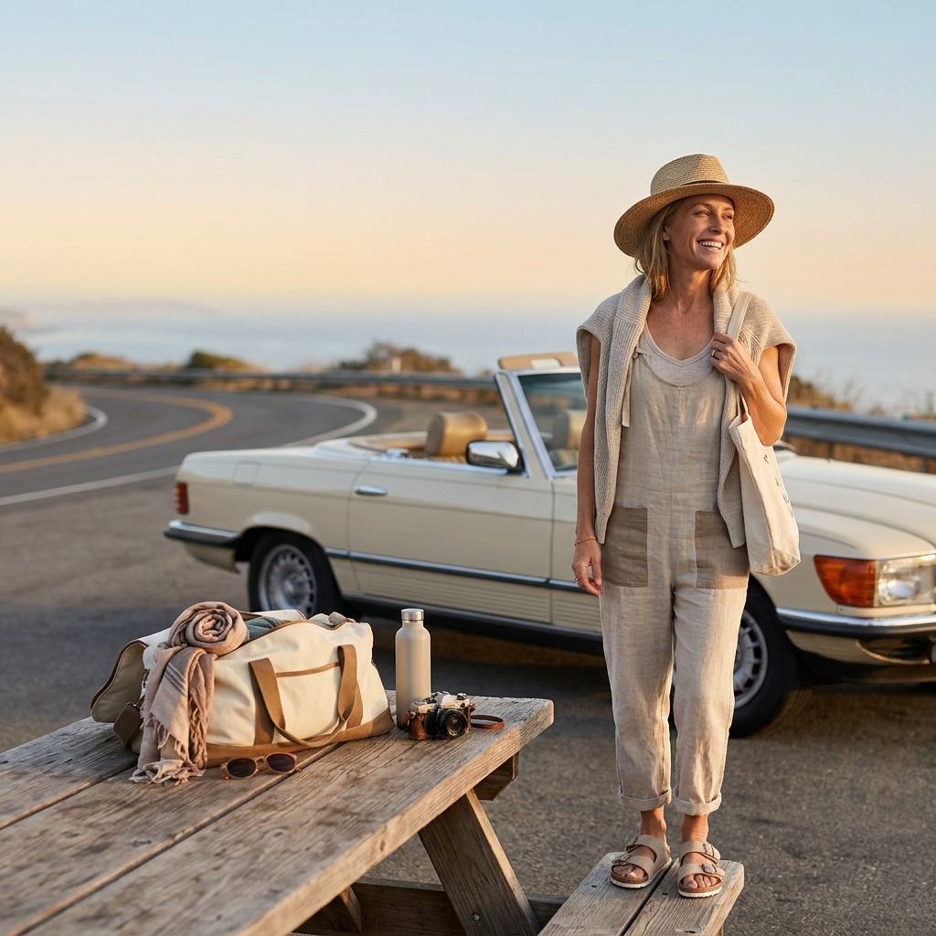 What to wear on a summer road trip (comfortable, polished travel outfits)