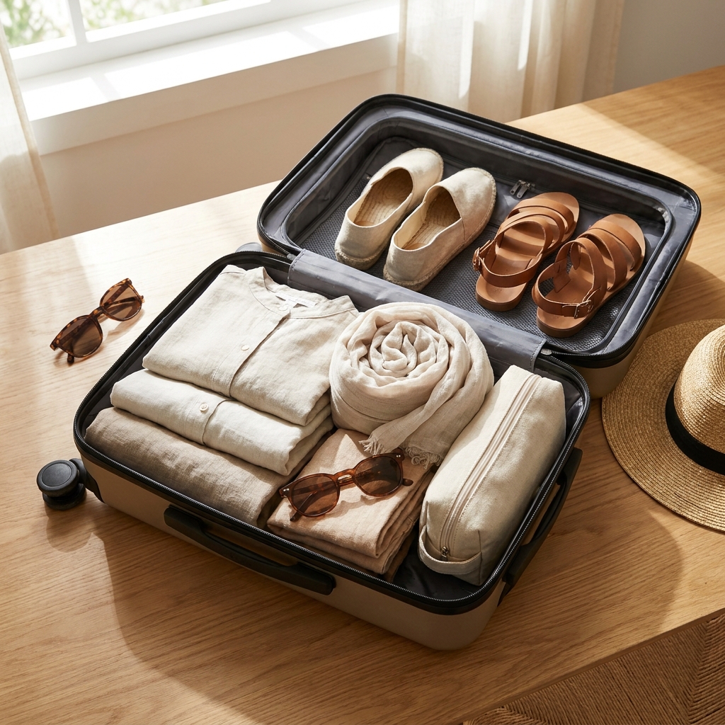 How to pack a carry-on capsule for late-summer trips (7 outfits, minimal shoes)